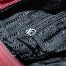 PRADA Shoulder Bag Nylon Bordeaux Silver Auth 158366-31