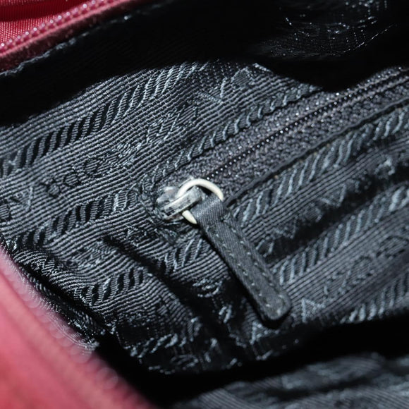 PRADA Shoulder Bag Nylon Bordeaux Silver Auth 158366