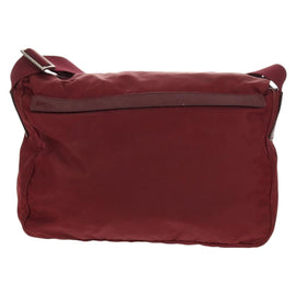 PRADA Shoulder Bag Nylon Bordeaux Silver Auth 158366 - 0