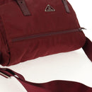 PRADA Shoulder Bag Nylon Bordeaux Silver Auth 158366-6