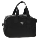 PRADA Boston Bag Nylon Black Silver Auth 158367-1