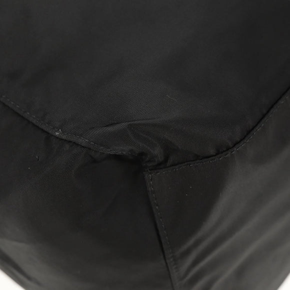 PRADA Boston Bag Nylon Black Silver Auth 158367