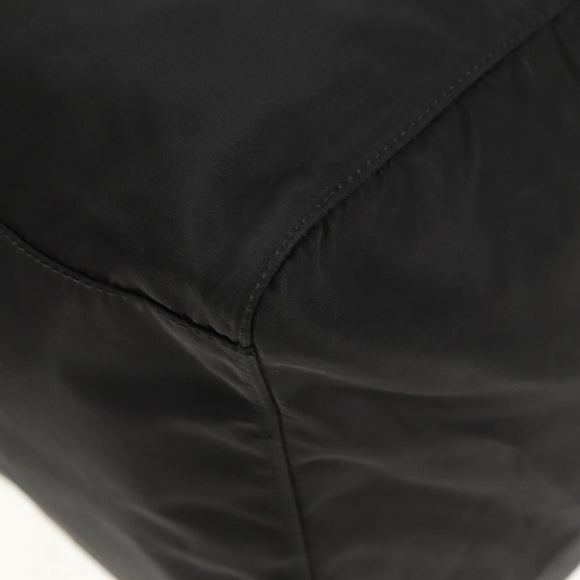 PRADA Boston Bag Nylon Black Silver Auth 158367