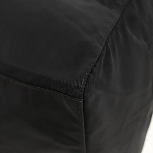 PRADA Boston Bag Nylon Black Silver Auth 158367