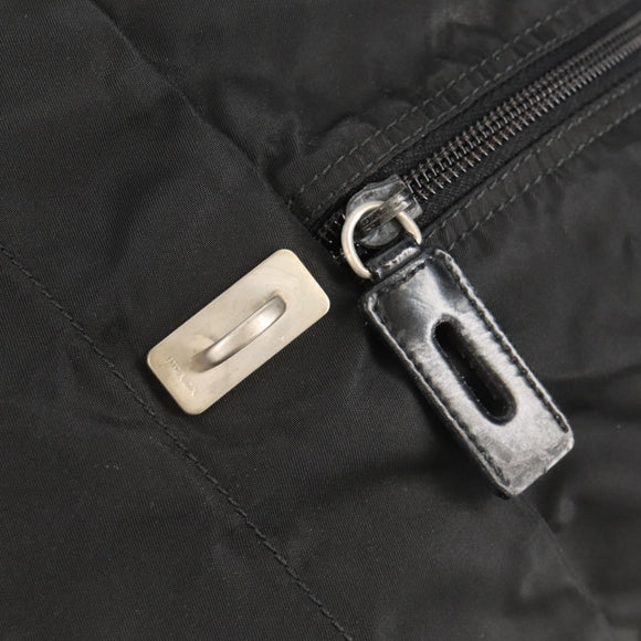 PRADA Boston Bag Nylon Black Silver Auth 158367
