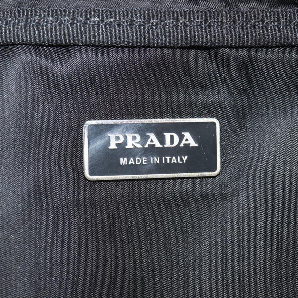 PRADA Boston Bag Nylon Black Silver Auth 158367