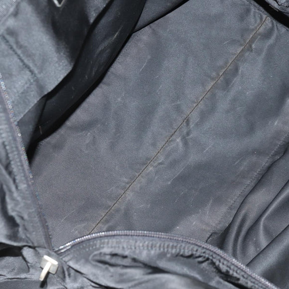 PRADA Boston Bag Nylon Black Silver Auth 158367