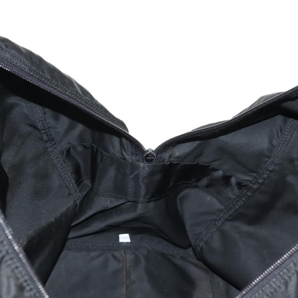 PRADA Boston Bag Nylon Black Silver Auth 158367