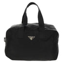 PRADA Boston Bag Nylon Black Silver Auth 158367-13