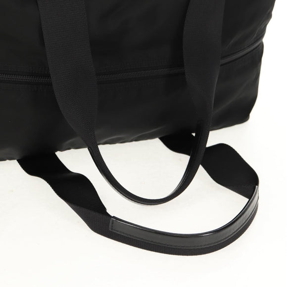 PRADA Boston Bag Nylon Black Silver Auth 158367