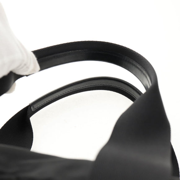 PRADA Boston Bag Nylon Black Silver Auth 158367