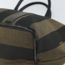 FENDI Pecan Canvas Hand Bag Black Brown Auth 158368-8