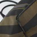 FENDI Pecan Canvas Hand Bag Black Brown Auth 158368-15