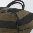 FENDI Pecan Canvas Hand Bag Black Brown Auth 158368-16