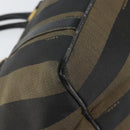 FENDI Pecan Canvas Hand Bag Black Brown Auth 158368-17