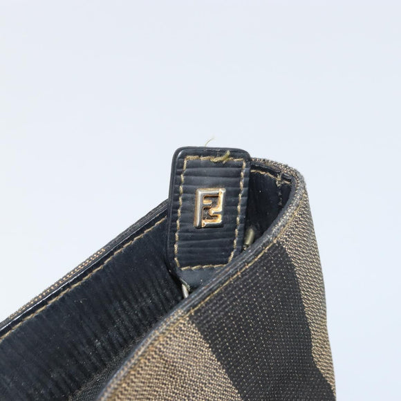 FENDI Pecan Canvas Hand Bag Black Brown Auth 158368