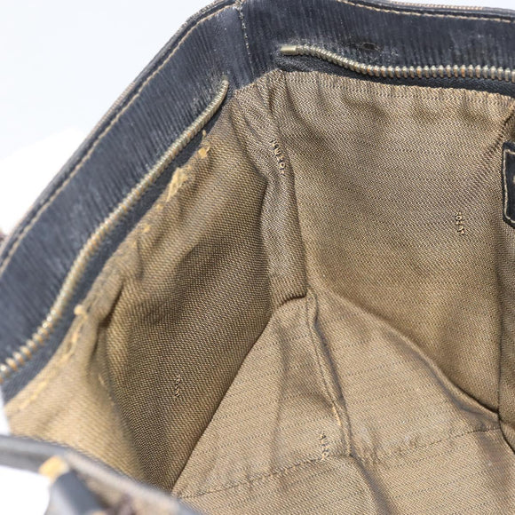 FENDI Pecan Canvas Hand Bag Black Brown Auth 158368