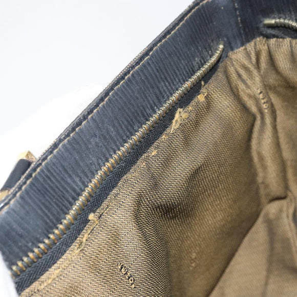 FENDI Pecan Canvas Hand Bag Black Brown Auth 158368