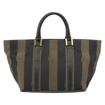 FENDI Pecan Canvas Hand Bag Black Brown Auth 158368 - 0
