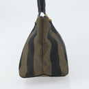 FENDI Pecan Canvas Hand Bag Black Brown Auth 158368-3