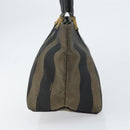 FENDI Pecan Canvas Hand Bag Black Brown Auth 158368-4