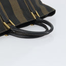 FENDI Pecan Canvas Hand Bag Black Brown Auth 158368-7