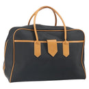 SAINT LAURENT Boston Bag PVC Canvas Black Brown gold Auth 158370-1