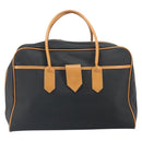 SAINT LAURENT Boston Bag PVC Canvas Black Brown gold Auth 158370-13
