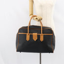 SAINT LAURENT Boston Bag PVC Canvas Black Brown gold Auth 158370-20