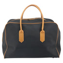 SAINT LAURENT Boston Bag PVC Canvas Black Brown gold Auth 158370-2