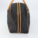 SAINT LAURENT Boston Bag PVC Canvas Black Brown gold Auth 158370-3
