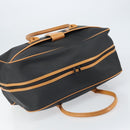 SAINT LAURENT Boston Bag PVC Canvas Black Brown gold Auth 158370-6
