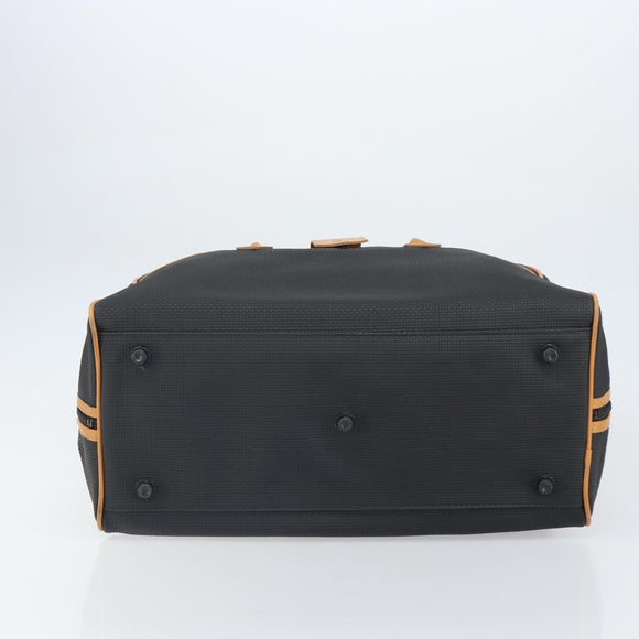 SAINT LAURENT Boston Bag PVC Canvas Black Brown gold Auth 158370
