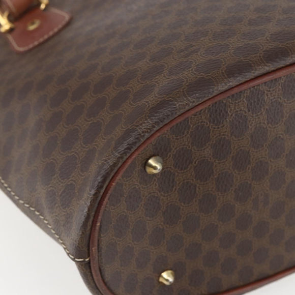 CELINE Macadam Canvas Tote Bag PVC Leather Brown Gold Auth 158371