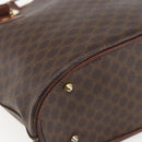 CELINE Macadam Canvas Tote Bag PVC Leather Brown Gold Auth 158371-13
