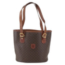 CELINE Macadam Canvas Tote Bag PVC Leather Brown Gold Auth 158371-2
