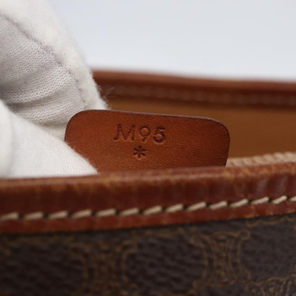 CELINE Macadam Canvas Tote Bag PVC Leather Brown Gold Auth 158371