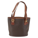 CELINE Macadam Canvas Tote Bag PVC Leather Brown Gold Auth 158371-3