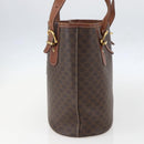 CELINE Macadam Canvas Tote Bag PVC Leather Brown Gold Auth 158371-5