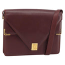 CARTIER Must Line Shoulder Bag Leather Bordeaux Gold Auth 158372-1