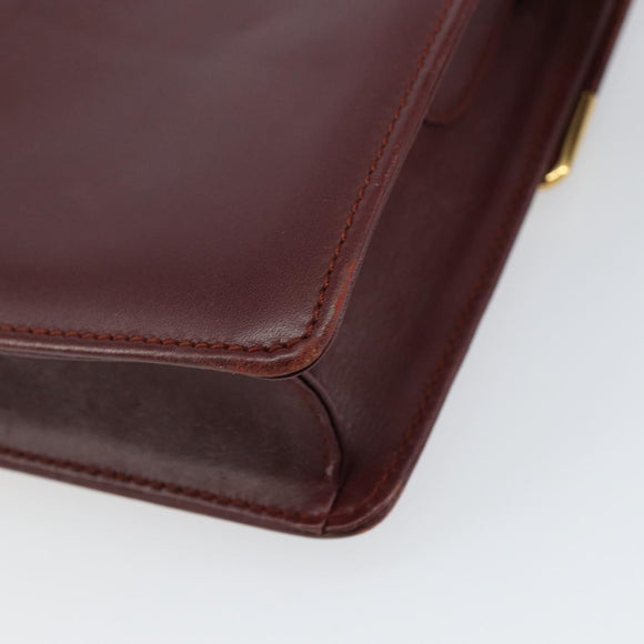 CARTIER Must Line Shoulder Bag Leather Bordeaux Gold Auth 158372