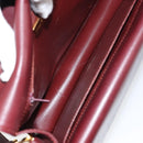 CARTIER Must Line Shoulder Bag Leather Bordeaux Gold Auth 158372-17