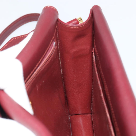 CARTIER Must Line Shoulder Bag Leather Bordeaux Gold Auth 158372
