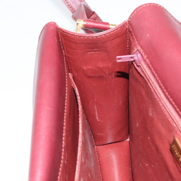 CARTIER Must Line Shoulder Bag Leather Bordeaux Gold Auth 158372