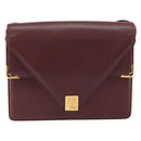 CARTIER Must Line Shoulder Bag Leather Bordeaux Gold Auth 158372-2