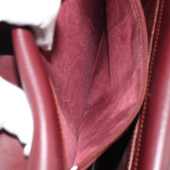 CARTIER Must Line Shoulder Bag Leather Bordeaux Gold Auth 158372