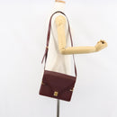 CARTIER Must Line Shoulder Bag Leather Bordeaux Gold Auth 158372-24