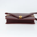 CARTIER Must Line Shoulder Bag Leather Bordeaux Gold Auth 158372-9