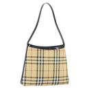 BURBERRY Nova Check Shoulder Bag PVC Beige Silver Auth 158373-1