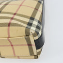 BURBERRY Nova Check Shoulder Bag PVC Beige Silver Auth 158373-9